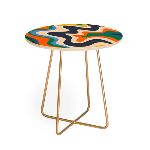 Kierkegaard Design Studio Retro Liquid Swirl Abstract I Round Side Table