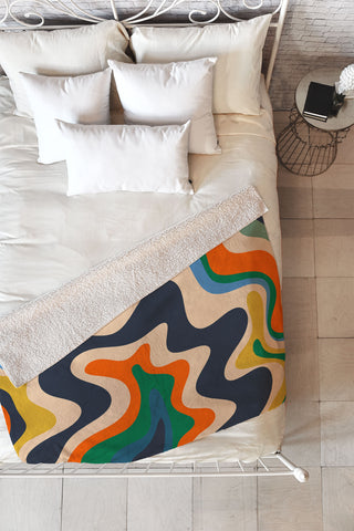 Kierkegaard Design Studio Retro Liquid Swirl Abstract I Fleece Throw Blanket
