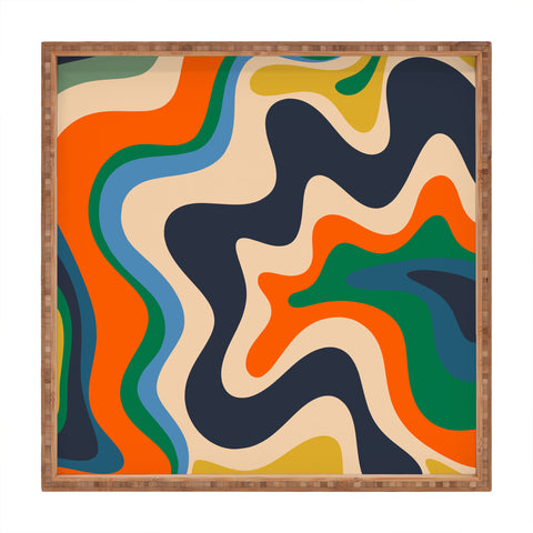 Kierkegaard Design Studio Retro Liquid Swirl Abstract I Square Tray
