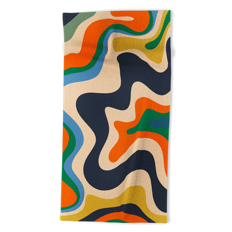 Kierkegaard Design Studio Retro Liquid Swirl Abstract I Beach Towel