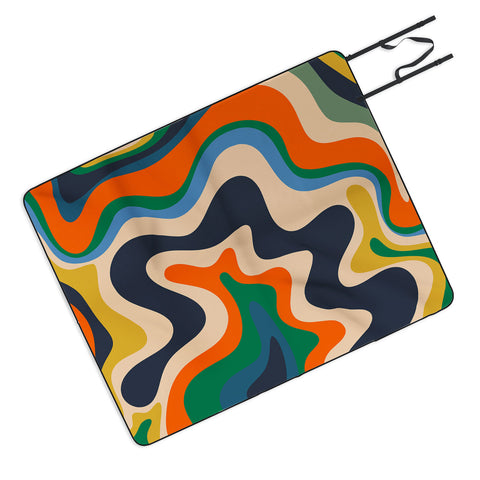 Kierkegaard Design Studio Retro Liquid Swirl Abstract I Picnic Blanket