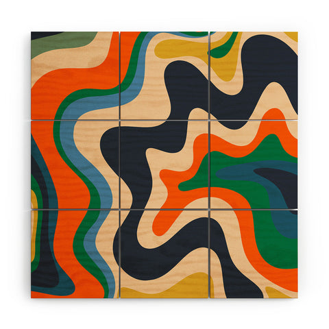 Kierkegaard Design Studio Retro Liquid Swirl Abstract I Wood Wall Mural