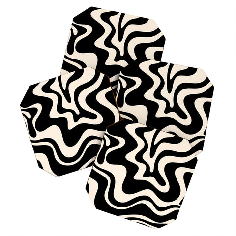 Kierkegaard Design Studio Retro Liquid Swirl Abstract Pattern 3 Coaster Set