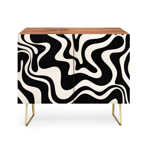 Kierkegaard Design Studio Retro Liquid Swirl Abstract Pattern 3 Credenza