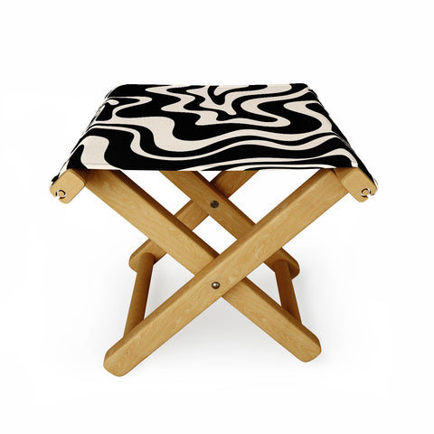 Kierkegaard Design Studio Retro Liquid Swirl Abstract Pattern 3 Folding Stool