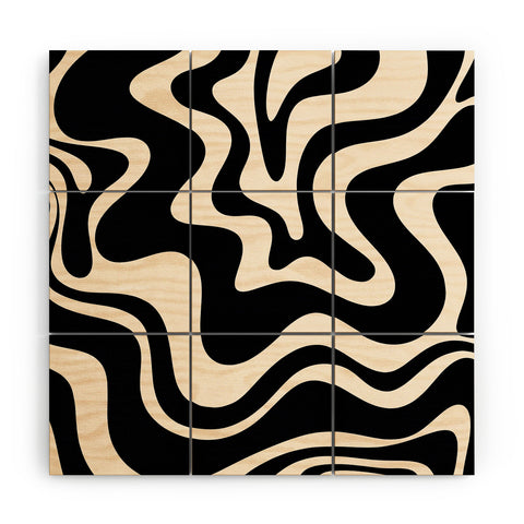 Kierkegaard Design Studio Retro Liquid Swirl Abstract Pattern 3 Wood Wall Mural