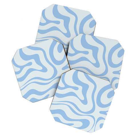 Kierkegaard Design Studio Soft Liquid Swirl Powder Blue Coaster Set