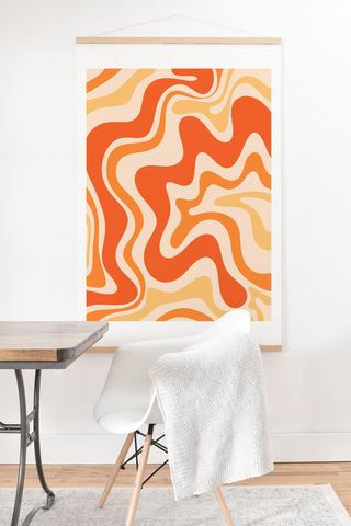 Kierkegaard Design Studio Tangerine Liquid Swirl Retro Art Print And Hanger