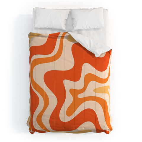 Kierkegaard Design Studio Tangerine Liquid Swirl Retro Comforter