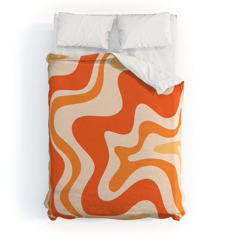 Kierkegaard Design Studio Tangerine Liquid Swirl Retro Duvet Cover