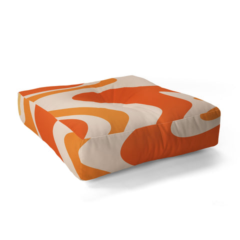 Kierkegaard Design Studio Tangerine Liquid Swirl Retro Floor Pillow Square