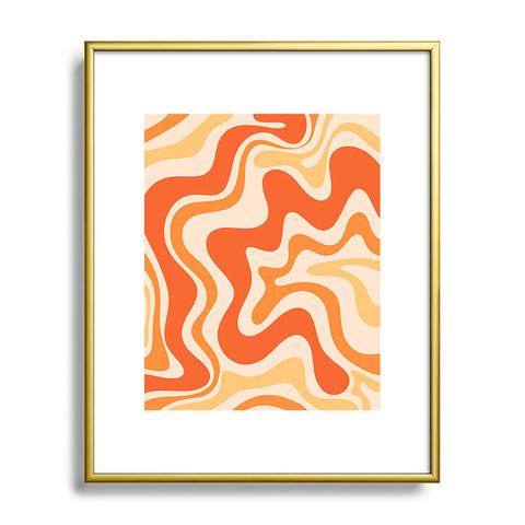Kierkegaard Design Studio Tangerine Liquid Swirl Retro Metal Framed Art Print