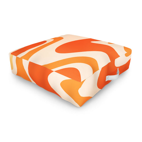 Kierkegaard Design Studio Tangerine Liquid Swirl Retro Outdoor Floor Cushion