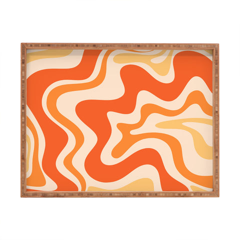 Kierkegaard Design Studio Tangerine Liquid Swirl Retro Rectangular Tray
