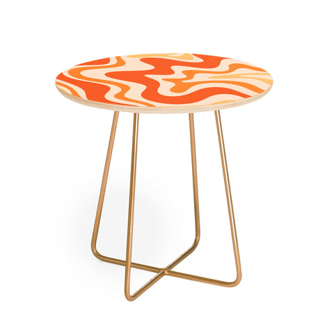 Kierkegaard Design Studio Tangerine Liquid Swirl Retro Round Side Table