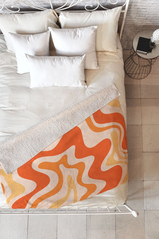 Kierkegaard Design Studio Tangerine Liquid Swirl Retro Fleece Throw Blanket