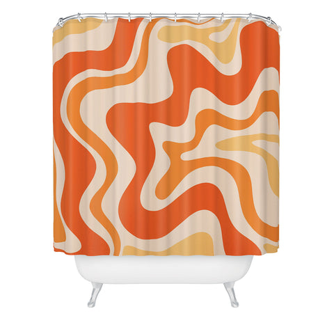 Kierkegaard Design Studio Tangerine Liquid Swirl Retro Shower Curtain