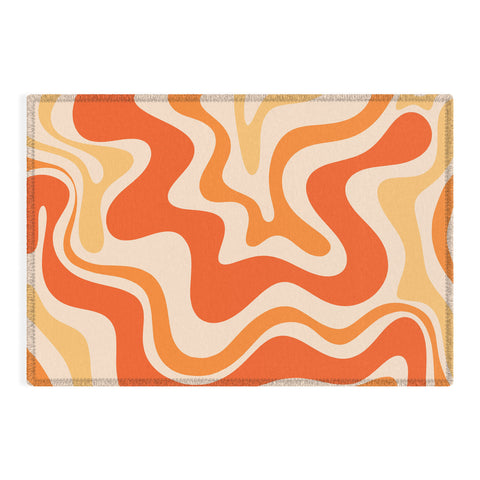 Kierkegaard Design Studio Tangerine Liquid Swirl Retro Outdoor Rug