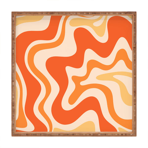 Kierkegaard Design Studio Tangerine Liquid Swirl Retro Square Tray