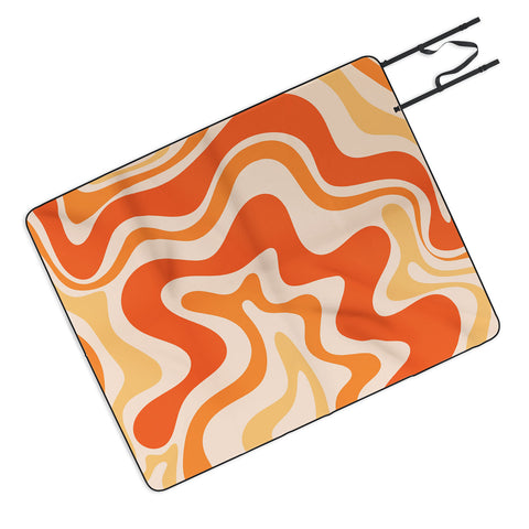 Kierkegaard Design Studio Tangerine Liquid Swirl Retro Picnic Blanket