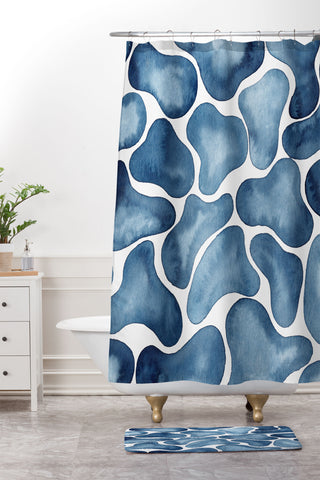 Kris Kivu Blobs watercolor pattern Shower Curtain And Mat