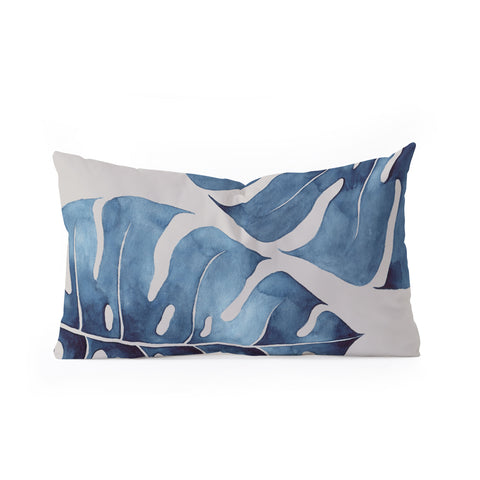 Kris Kivu Blue Botanicals No 2 Oblong Throw Pillow