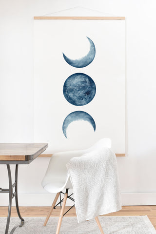 Kris Kivu Blue Moon Phases Watercolor Art Print And Hanger