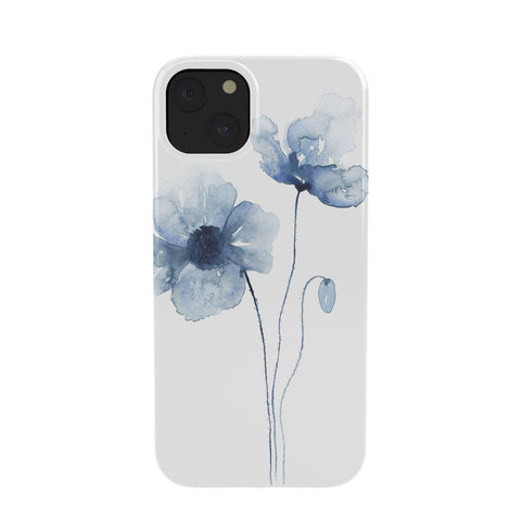 Kris Kivu Blue Watercolor Poppies 1 Phone Case