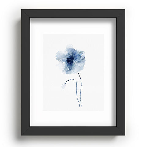 Kris Kivu Blue Watercolor Poppies 2 Recessed Framing Rectangle