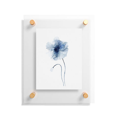 Kris Kivu Blue Watercolor Poppies 2 Floating Acrylic Print