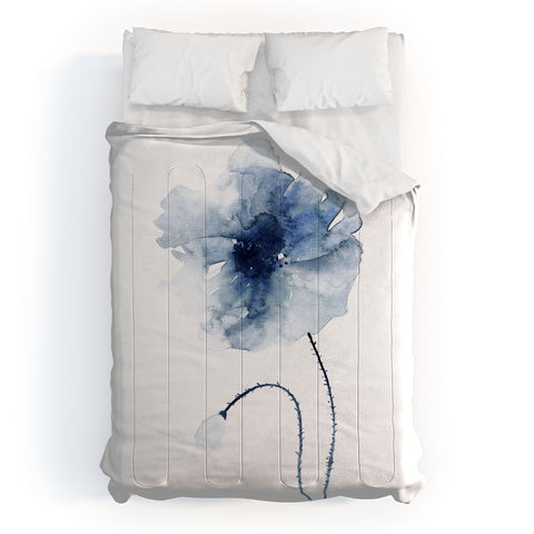 Kris Kivu Blue Watercolor Poppies 2 Comforter
