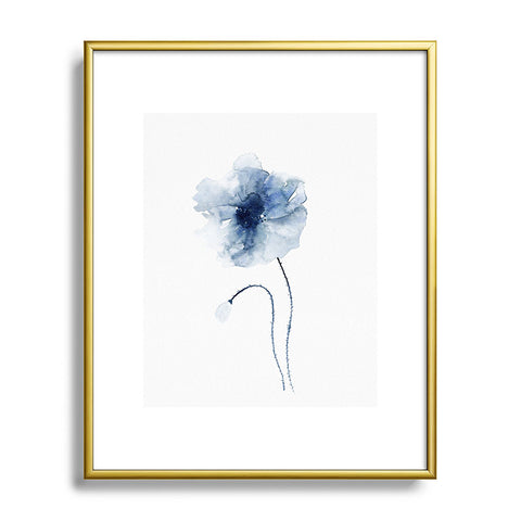 Kris Kivu Blue Watercolor Poppies 2 Metal Framed Art Print