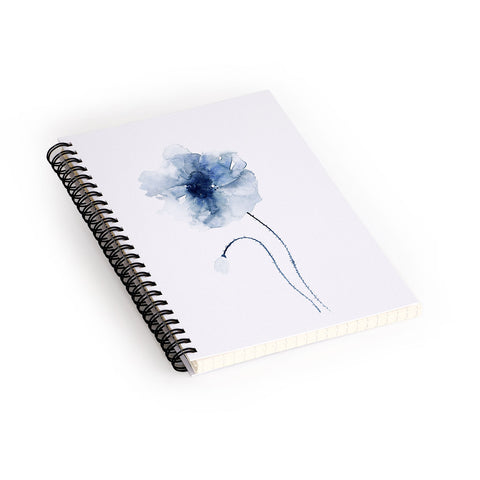 Kris Kivu Blue Watercolor Poppies 2 Spiral Notebook