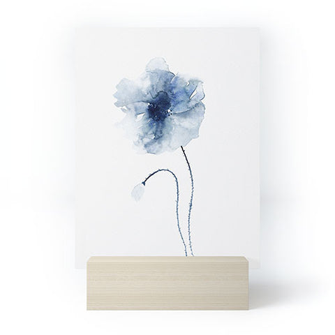 Kris Kivu Blue Watercolor Poppies 2 Mini Art Print