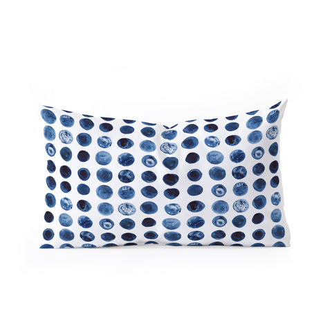 Kris Kivu Blueberries Watercolour Patte Oblong Throw Pillow
