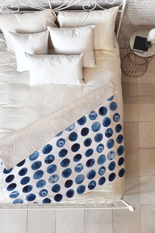 Kris Kivu Blueberries Watercolour Patte Fleece Throw Blanket