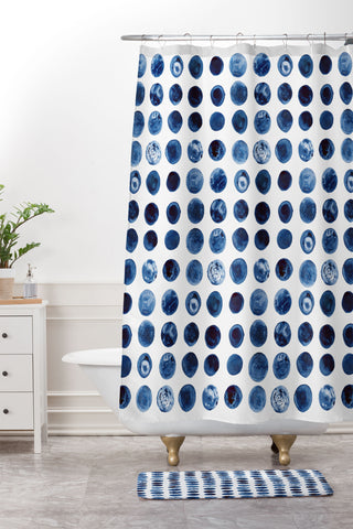 Kris Kivu Blueberries Watercolour Patte Shower Curtain And Mat