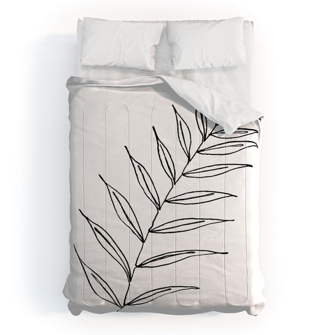 Kris Kivu Botanical Line Art Ink Leaf 2 Comforter