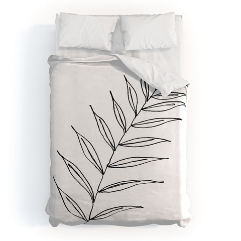 Kris Kivu Botanical Line Art Ink Leaf 2 Duvet Cover