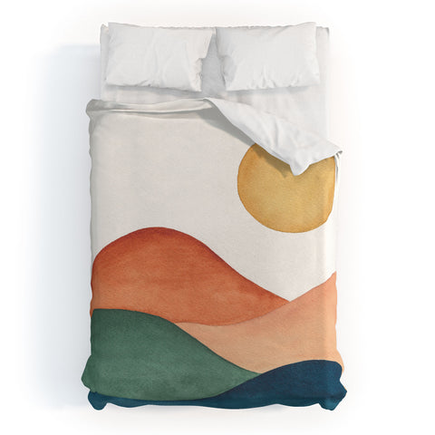 Kris Kivu Colorful Abstract Mountains Duvet Cover