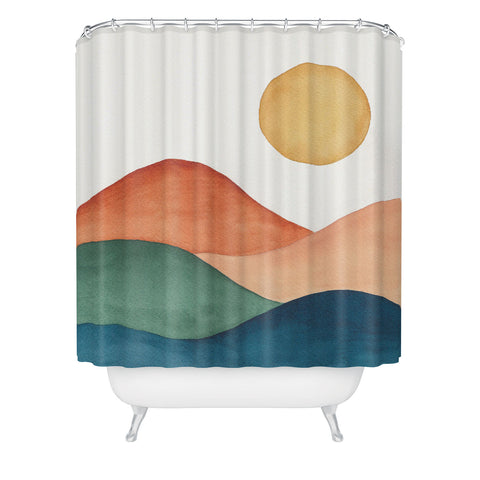 Kris Kivu Colorful Abstract Mountains Shower Curtain