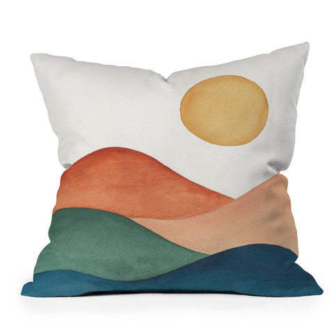 Kris Kivu Colorful Abstract Mountains Outdoor Throw Pillow