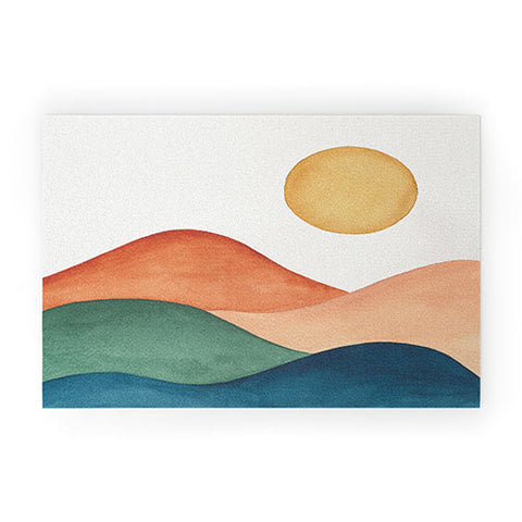 Kris Kivu Colorful Abstract Mountains Welcome Mat