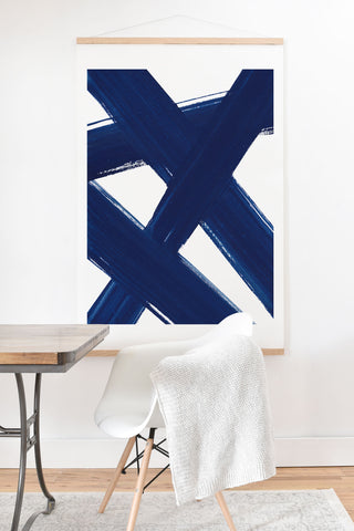 Kris Kivu Indigo Abstract Brush Strokes 3 Art Print And Hanger