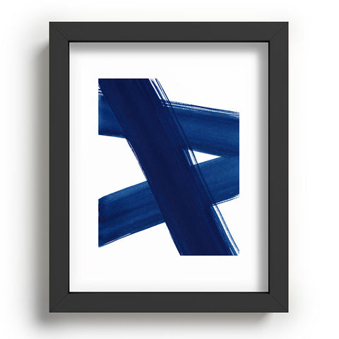 Kris Kivu Indigo Abstract Brush Strokes 4 Recessed Framing Rectangle