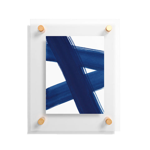 Kris Kivu Indigo Abstract Brush Strokes 4 Floating Acrylic Print