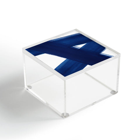 Kris Kivu Indigo Abstract Brush Strokes 4 Acrylic Box