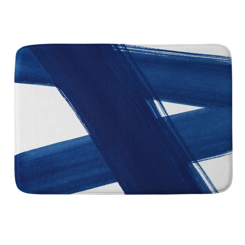 Kris Kivu Indigo Abstract Brush Strokes 4 Memory Foam Bath Mat