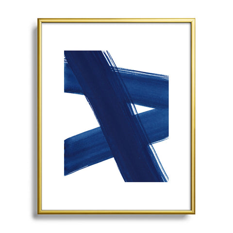 Kris Kivu Indigo Abstract Brush Strokes 4 Metal Framed Art Print