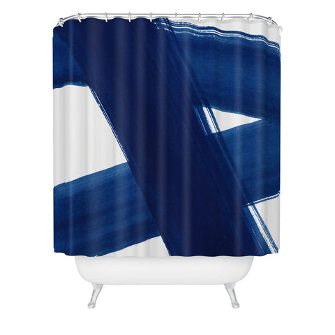 Kris Kivu Indigo Abstract Brush Strokes 4 Shower Curtain